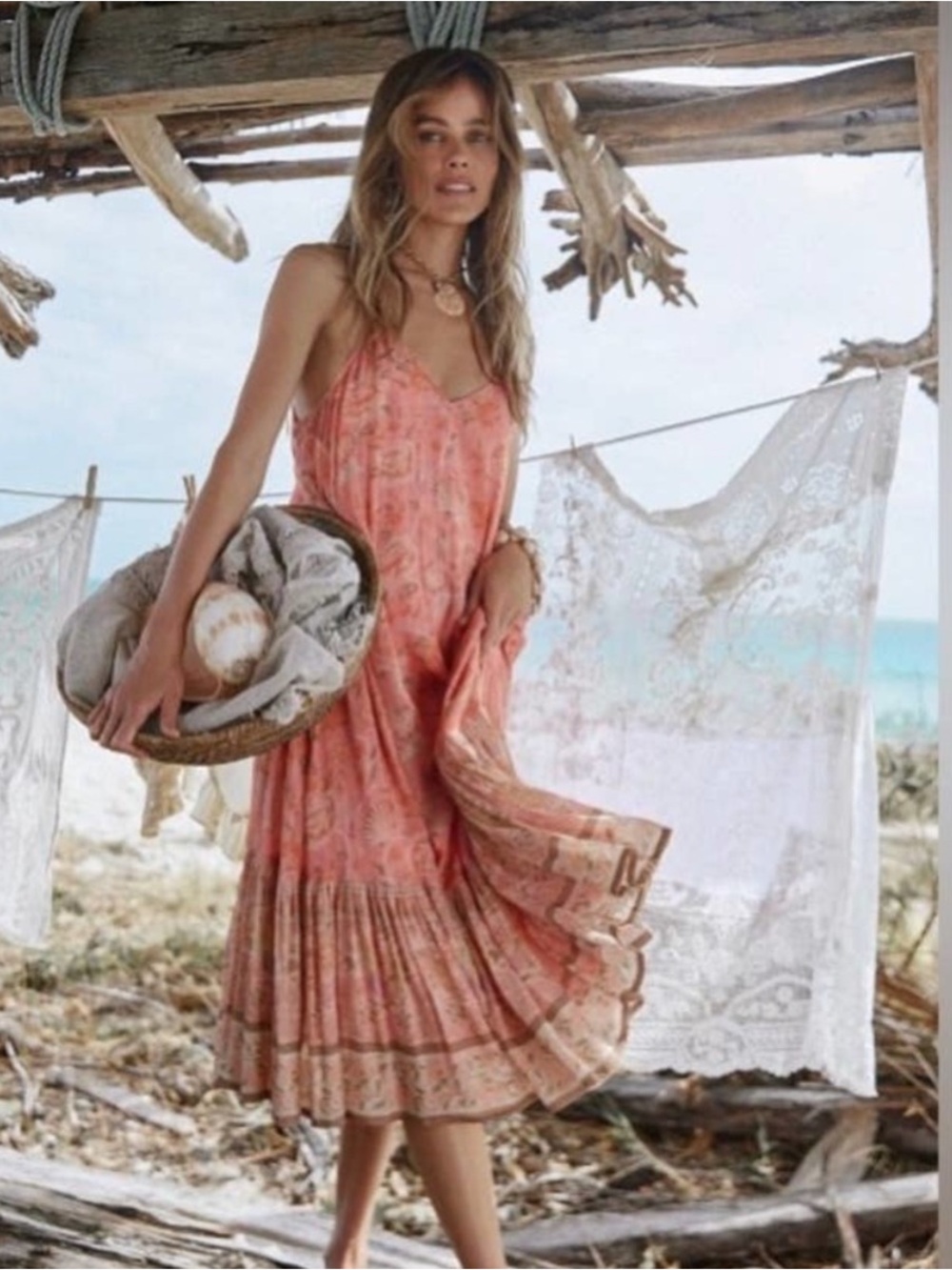 Spell & The Gypsy Seashell Midi Dress Coral Women’s XXS
